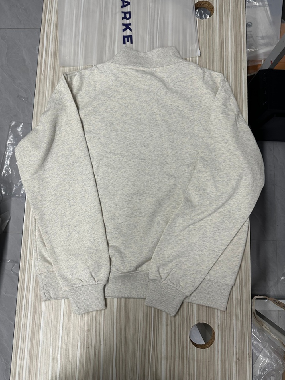 Parke Pink Letter Heather Grey Mock Neck Sweatshirt - Picture 2 of 5